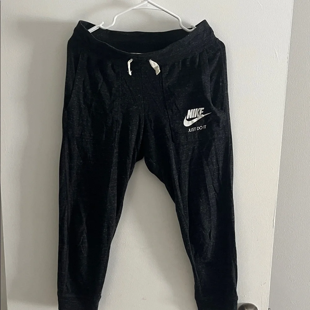 Nike Dark Gray Cropped Joggers with White Accents - Picture 1 of 3